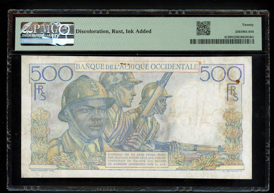 Lot 839: French West Africa - 1946-1953 - 500 Francs - PMG 20 NET