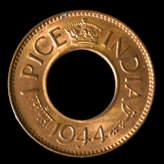 Lot 842: India - 1 Pice - 1944 - George VI - Pretoria Mint - High Crown - Gem UNC
