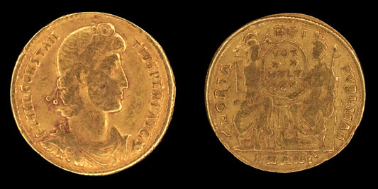 Lot 925: Roman Empire - AD 347-355 - Constantius II AV - Solidus - 4.27g gold - Minted in Antioch (SMANT)