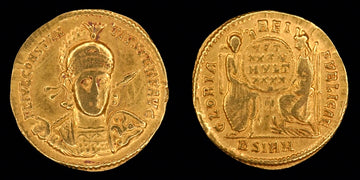 Lot 929: Roman Empire - AD 355-361 - Constantius II AV - Solidus - 4.27g gold - Minted in Sirmium (BSIRM)