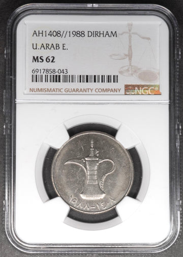 Lot 977: United Arab Emirates - 1988 - 1 Dirham - NGC MS 62