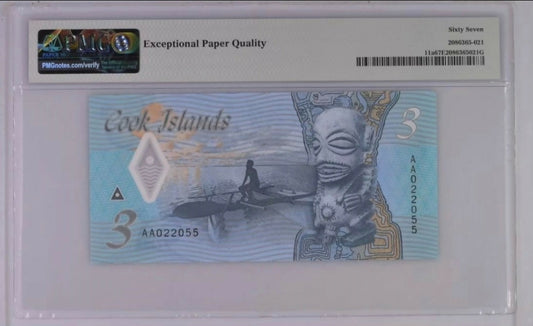 Cook Islands, 2021, 3 Dollars, Pick 11a.