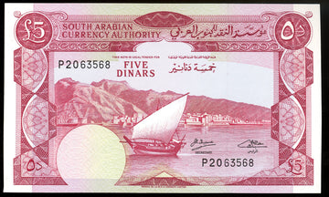 South Arabia - ND (1965) - P-4b - 5 Dinars - UNC