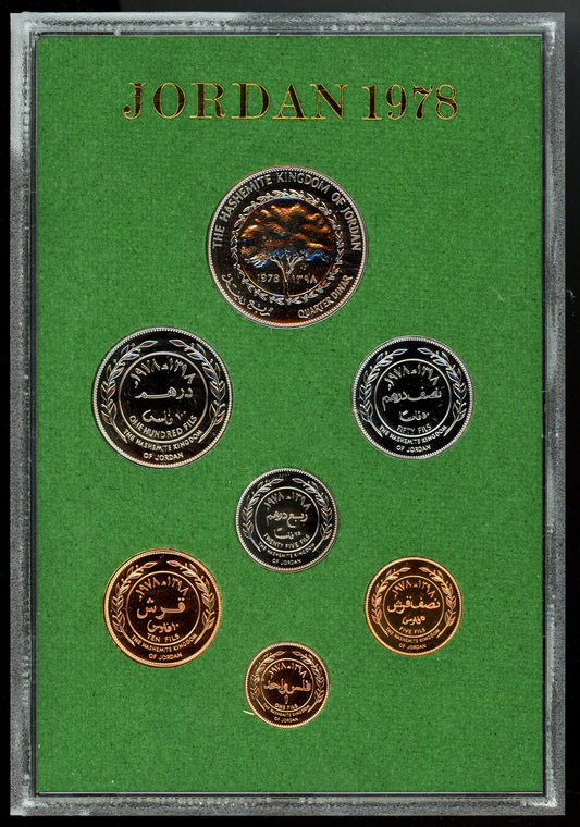 Jordan - 1978 - 7-Coin Proof Set - in original Royal Mint Package - GEM UNC