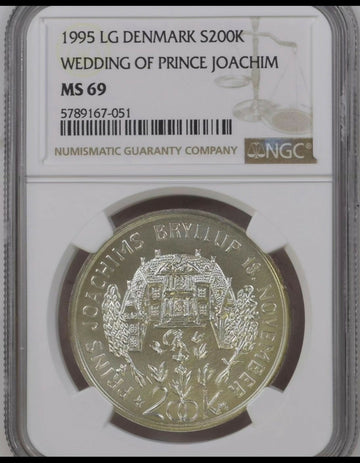 Denmark, 1995, LG 200 Kroner. Wedding of Prince Joachim