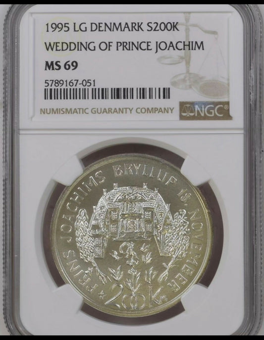 Denmark, 1995, LG 200 Kroner. Wedding of Prince Joachim