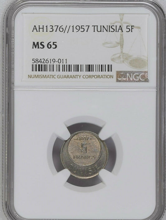 Tunisia, 1957,5 Francs.