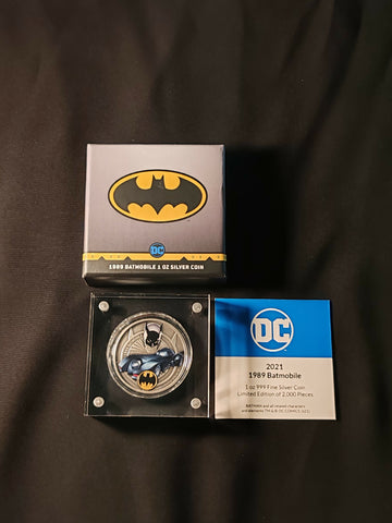 2 Dollars 2021 Niue, 1 ounce silver coin - DC - 1989 Batmobile. Mintage: 2,000 pieces.