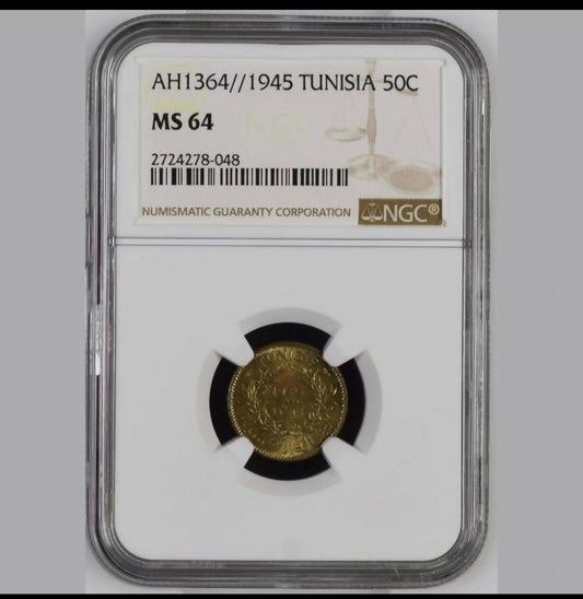 Tunisia, 1945, 50 Centime. TOPPOP ~ WWII Issue