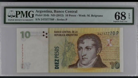 Argentina, 2012, 10 Pesos, Pick 354b. TOPPOP