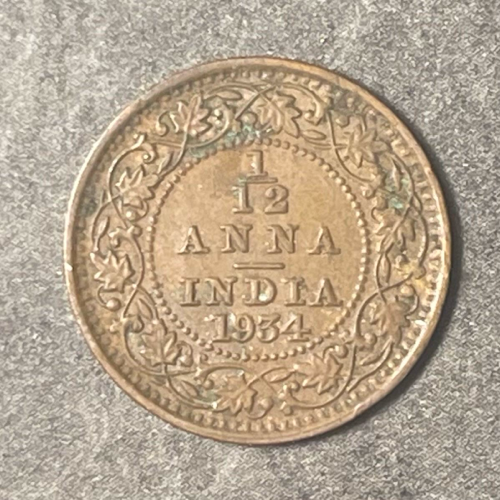 1934 British India 1/12 Annas - King George V - Calcutta Mint - XF-AU