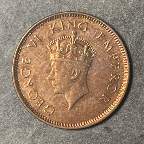 1939 British India One Quarter Anna - Bombay Mint First head variety - UNC details