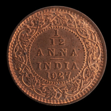 Lot 844: India - 1927 - King George V - 1/12 Anna - Bombay Mint - UNC Red-Brown
