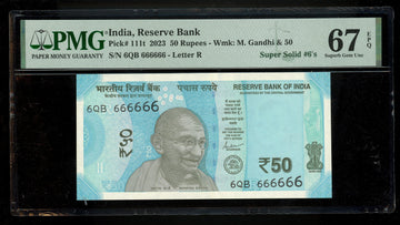 Lot 847: India - 2023 - 50 Rupees - SUPER SOLID #6 - PMG 67 EPQ
