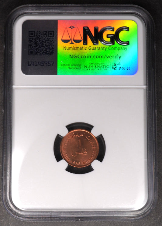 Lot 962: United Arab Emirates - 1973 - 1 Fils - NGC MS 65 RD