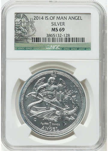 2014 Isle of Man: British Dependency. Angel 1Oz silver.