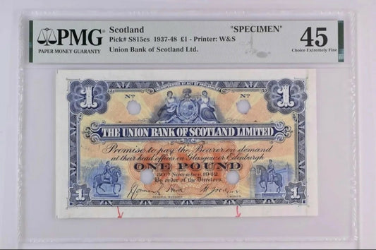Scotland, 1937, 1 pound , pick S815cs, SPECIMEN.
