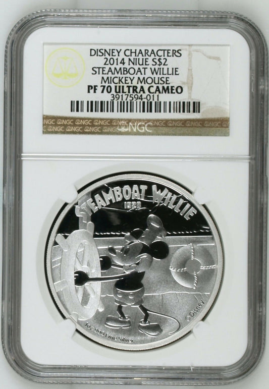Niue: "Steamboat Willie - Mickey Mouse" 2 Dollars 2014