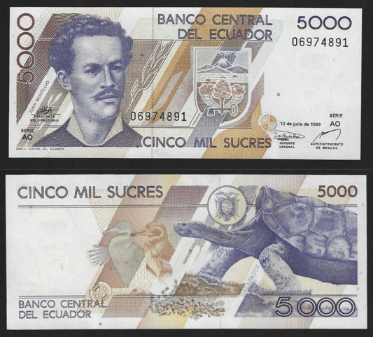 1999 - Republic of Ecuador 5000 Sucres - Gem UNC