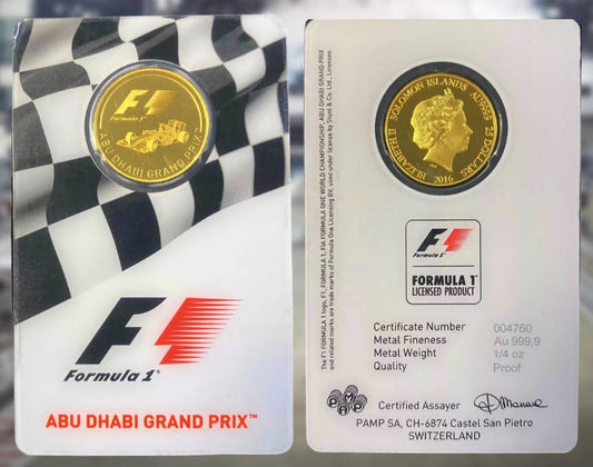 2016 Solomon Islands Gold Proof 25 Dollars - Abu Dhabi F1 Grand Prix